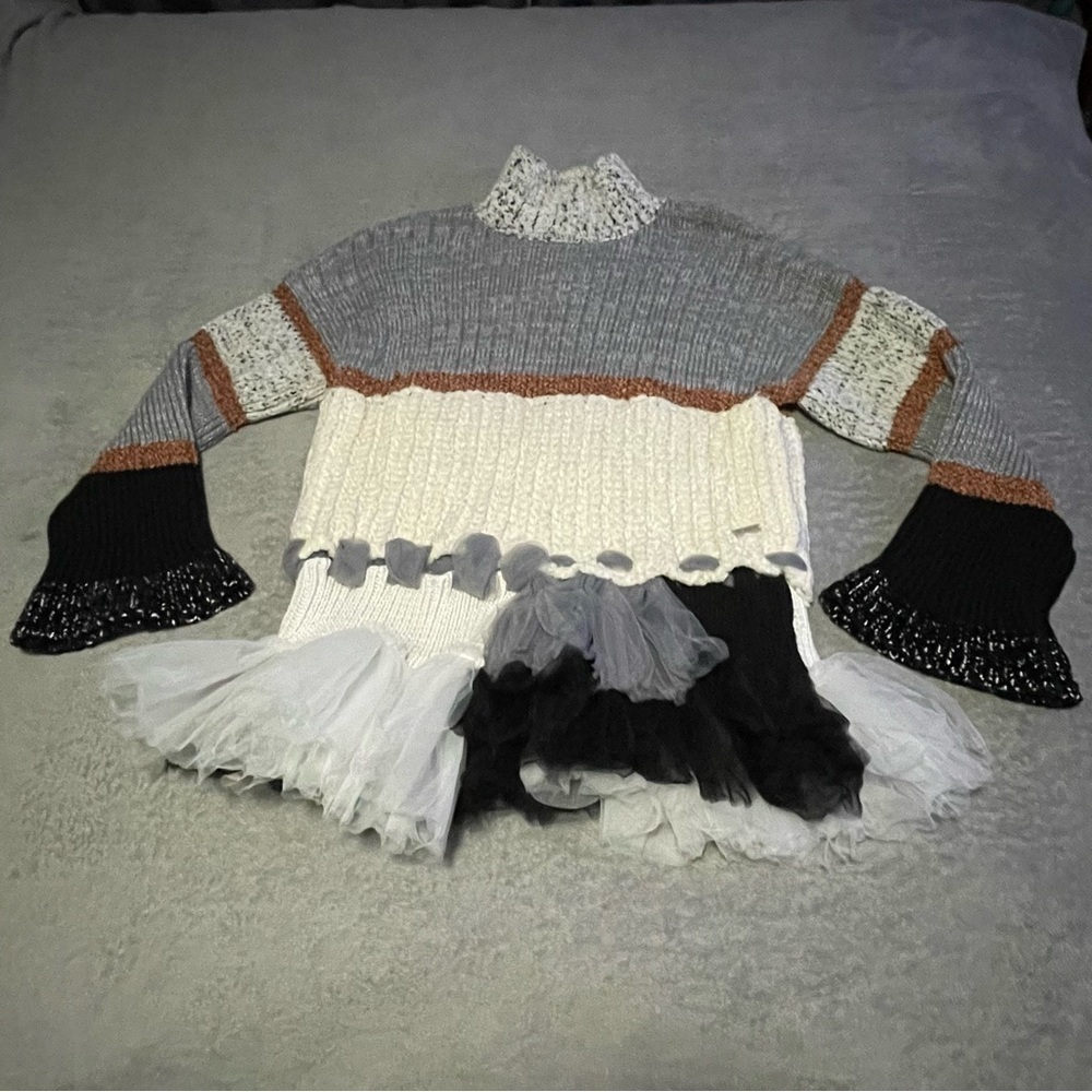 Very soft wool blend sweater with tulle bottom size medium oversized